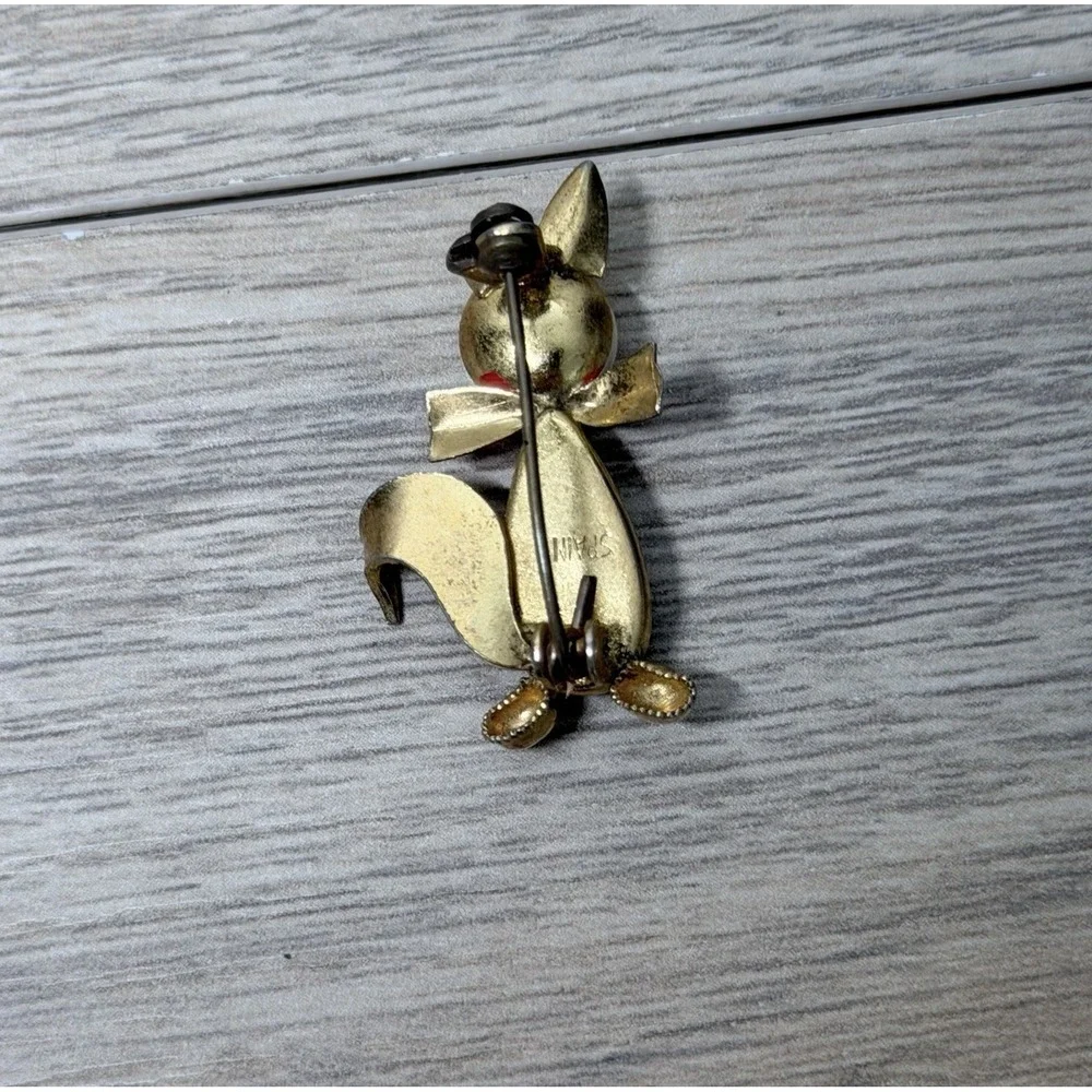 Vintage Cat Brooch Whimsical Kitsch Retro‎ Mid Century Novelty Pin Jewelry